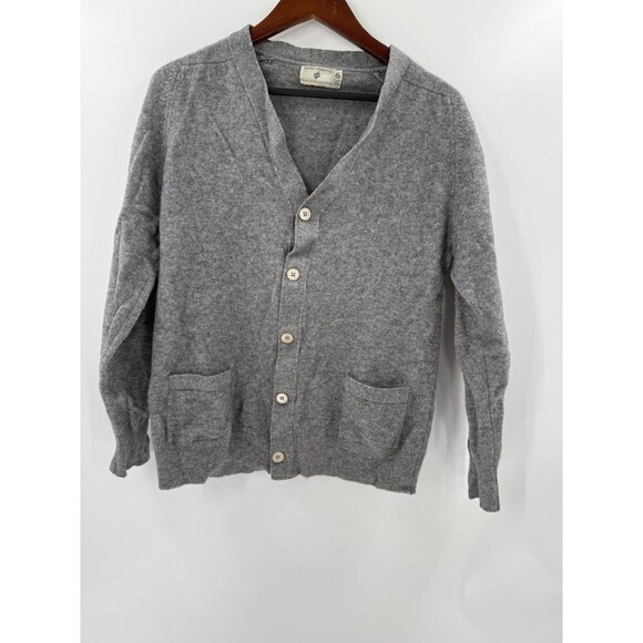 Vintage James Pringle Holm Woolen Mills Inverness Gray wPockets SIZE 40 Cardigan - Picture 7 of 13